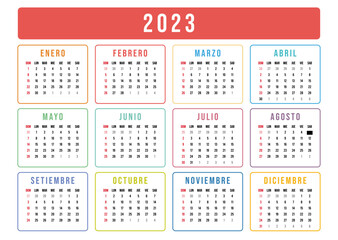 calendario 2023 en español - obrazy, fototapety, plakaty