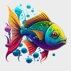 Fototapeta premium Colorful fish created wth AI