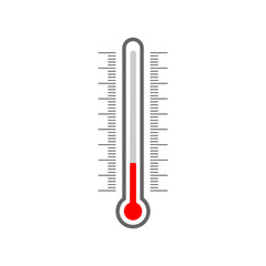 Meteorological thermometer glass tube silhouette and Celsius and Fahrenheit degree scale. Temperature measuring, climate control tool isolated on white background. Vector flat illustration
