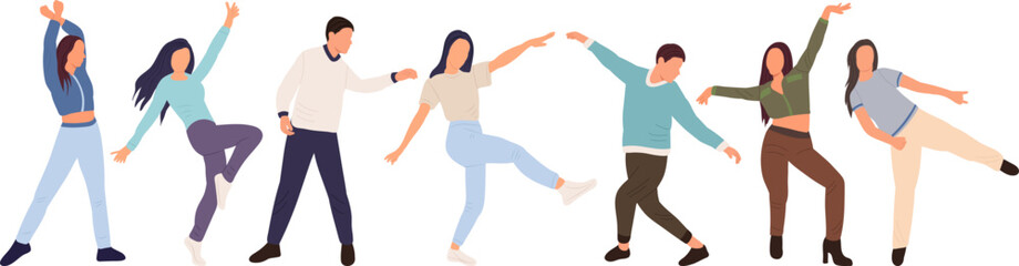 people dancing in flat style, isolated vector