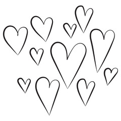 heart doodle sketch on white background isolated