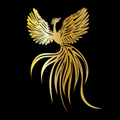 phoenix bird golden silhouette design vector isolated