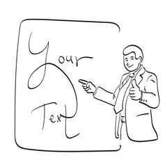 businessman pointing on blank space illustration vector hand drawn isolated on white background line art.