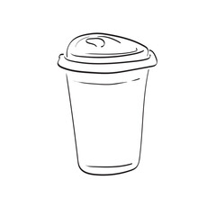 takeaway iced coffee glass illustration vector hand drawn isolated on white background line art.