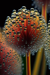 dew drops on top of flower - Generative AI