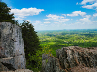 View of Gaston county, NC from Crowders mountain summit on a clear summer day.