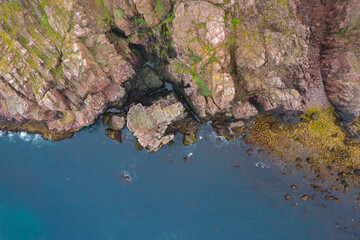 Panorama of village Teriberka Murmansk Russia. Aerial top view