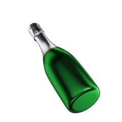 Garrafa de espumante verde e prata isolada 3d render
