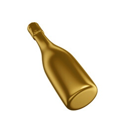 Garrafa de espumante dourada isolada 3d render