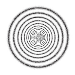 Fototapeta na wymiar Hypnotic concentric circles. Textured psychedelic rings tunnel. Black and white ripple illusion. Epicentre, target concept. Dotted radial vector
