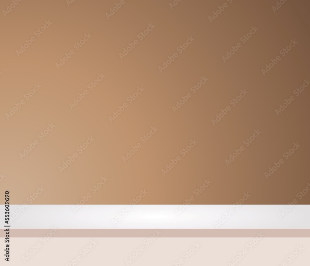 Poster 3d rendering minimal style light brown empty studio with backdrop room floor blank stand gradient wa