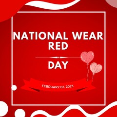 National Wear Red Day instagram post template. Great for invitation, card, header, poster, label, banners, wallpaper. Vector illustration