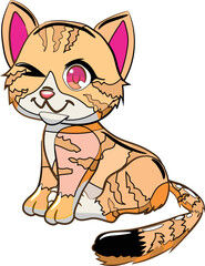 Cartoon Colorful Cat Set Free Vector