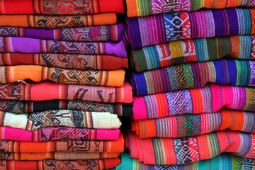 Handicraft items at street shop at Purmamarca, Argentina. November 25, 2022. 