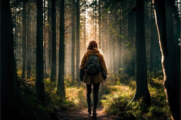 Fototapeta premium person in the forest