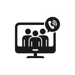 Group call. Teleconference flat icon isolated on white background. Vector illustration
