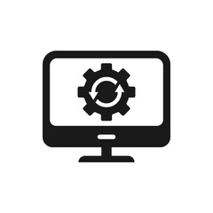System update computer flat icon isolated on white background. Vector illustration