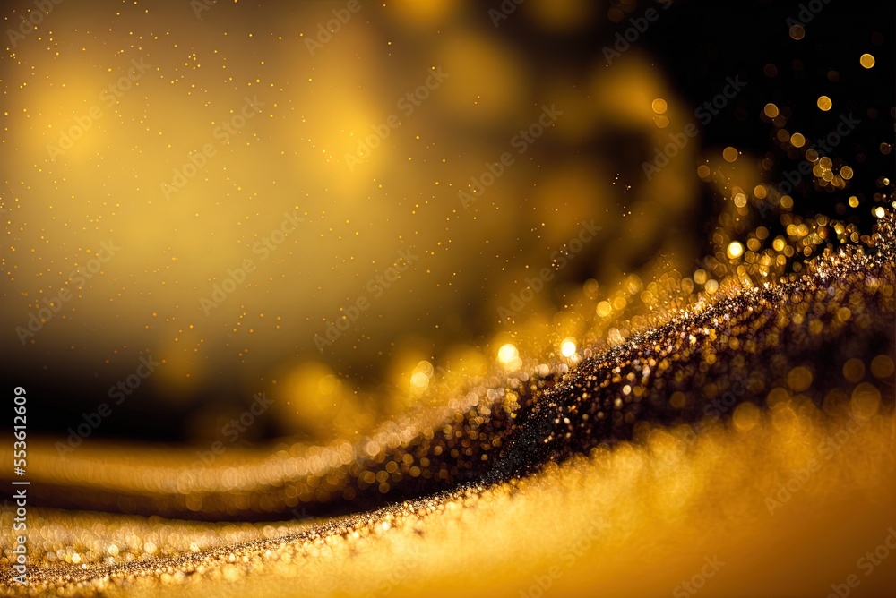 Poster magnified view of glittering gold with copy space generative ai