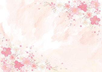 Fototapeta na wymiar 桜のかわいい水彩背景