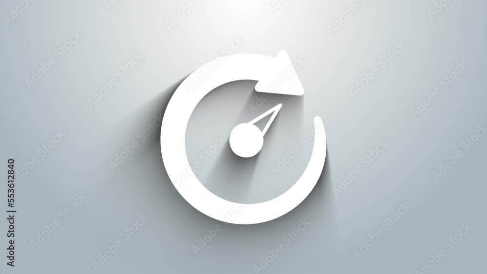 Poster white digital speed meter icon isolated on grey background. global network high speed connection dat