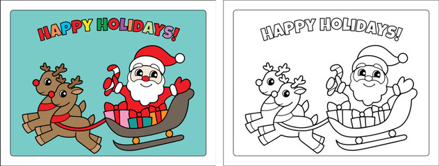 Happy Holidays Coloring Sheet. Coloring pages for kids, party activity to have a great time.