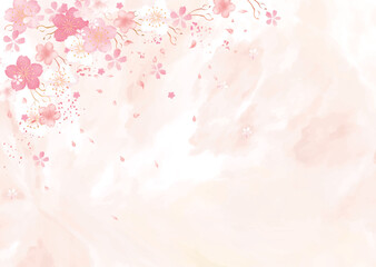 桜の可愛い水彩背景