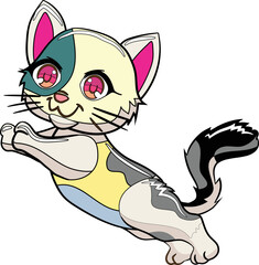 cartoon colorful cat set free vector