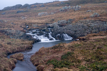 Fototapeta na wymiar A beautiful little waterfall in the Snowy Mountains Australia