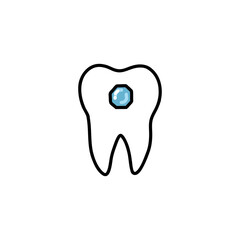 tooth gems doodle icon, vector color line illustration
