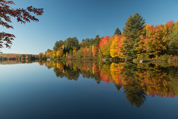 Burns Lake autumn reflection in New Hampshire