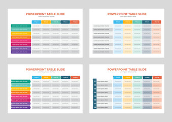 PowerPoint Table Layout, 4 Different Table Format, PowerPoint Table Vector, Creative Table Layout