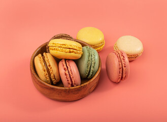 Macaron Cake Isolated, Macaroon Cookie, Almond Meringue, Sweet Macaroons, Colorful French Dessert