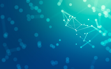 Abstract background. Molecules technology with polygonal shapes, connecting dots and lines. Connection structure. Big data visualization.