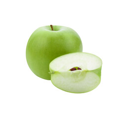one green cut apple isolated transparent png