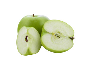 one green cut apple isolated transparent png