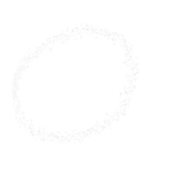 The white crumbs of snow are laid out in a circle. On a transparent background. PNG