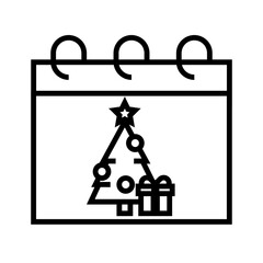 Vector illustration. Line stroke icons. Holiday symbols. Merry Christmas and Happy New Year icons set. Editable vector graphics.