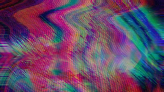 TV Glitch Dream Error VHS and Databending. Color Purple and Green