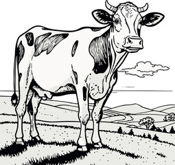 black and white cow