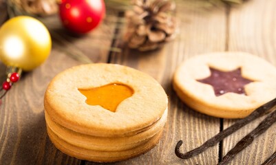 Gingerbread tasty holiday cookies on desk