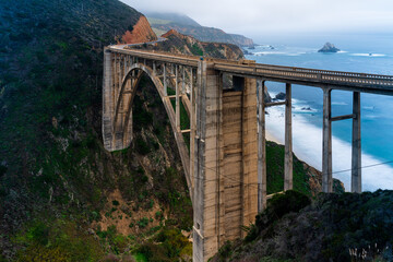 Long exposure of Bixby Bridge in Big Sur California along the Pacific Coast Highway