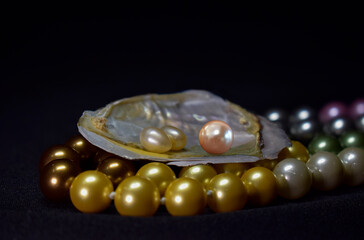 pearl, fashion, necklace, jewelry, yellow, gem, closeup