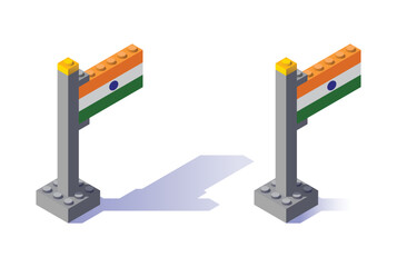 India. 3d Bricks flag . Vector