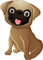 Cartoon funny dog on white background