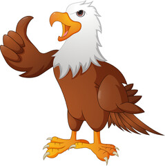 Obraz premium Cute eagle cartoon giving thumb up
