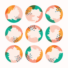 Set of abstract hand drawn social media highlight covers