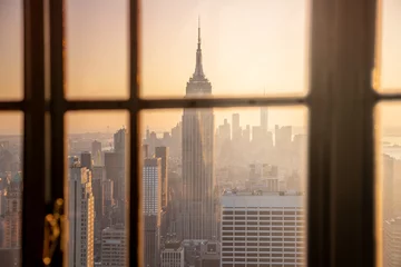 Fotobehang Window view of New York City skyline © bartsadowski