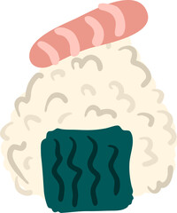 Shrimp onigiri japanese rice ball with prawn illustration for decor and design.
