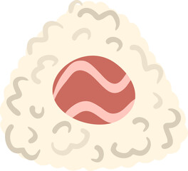 Umeboshi pickled plum onigiri rice ball illustration for decor and design.
