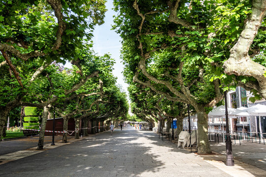 Street called Paseo del Espolon on the river bank in the city of Burgos, Spain